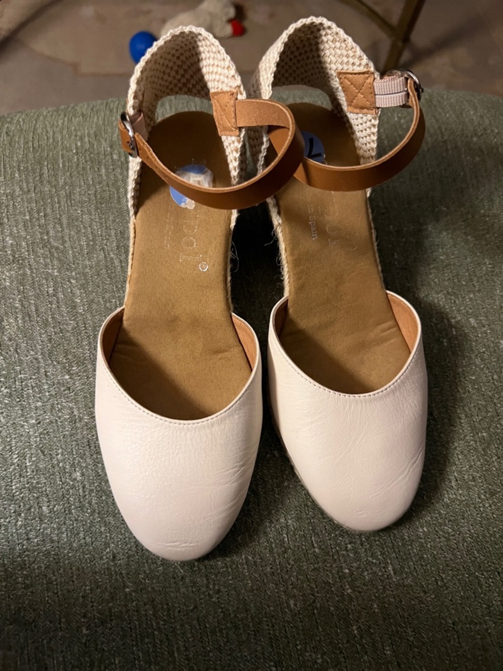 Woven Ankle Strap Espadrilles in Cream